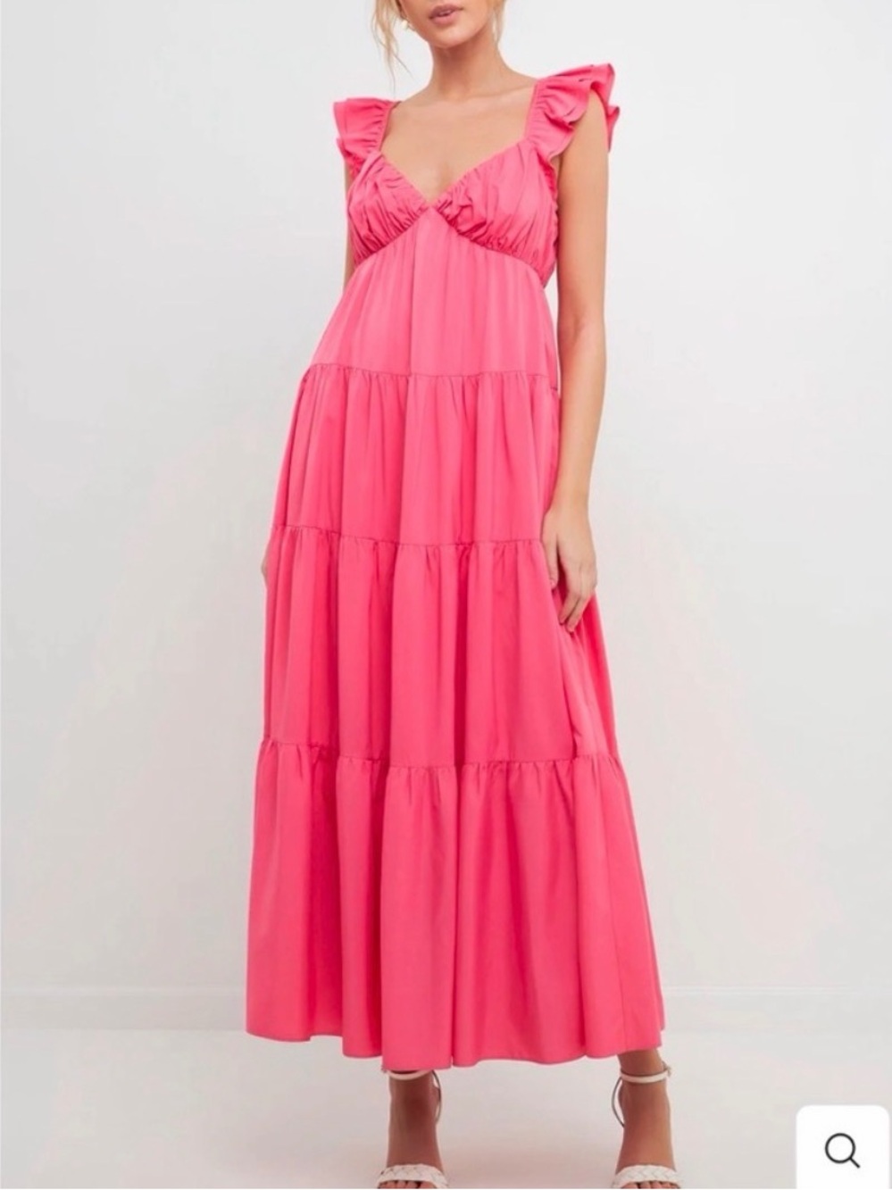 English Factory Hot Pink Ruffle-Tier Maxi Dress